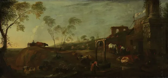 Framed Print : Landscape with Ruins, 17th century. Creator: Jan van Ossenbeck Framed Print : Landscape with Ruins, 17th century. Creator: Jan van Ossenbeck