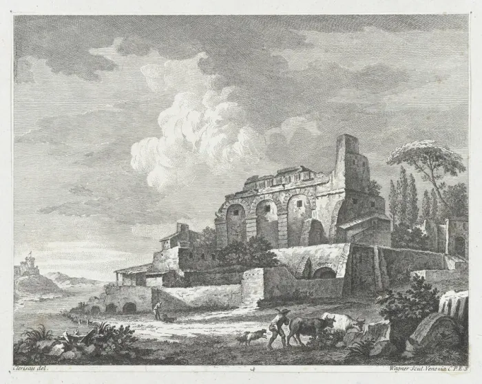 Framed Print : Landscape with Ruins, ca. 1750-70. Creator: Joseph Wagner Framed Print : Landscape with Ruins, ca. 1750-70. Creator: Joseph Wagner