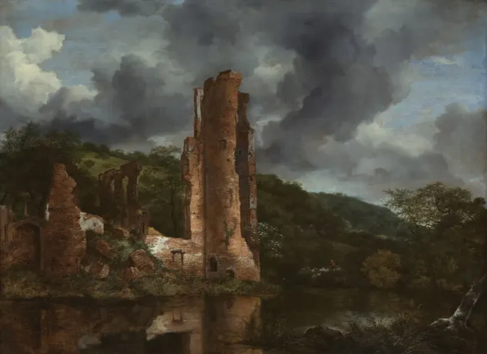Framed Print : Landscape with the Ruins of the Castle of Egmond, 1650 / 55. Creator: Jacob van Ruisdael Framed Print : Landscape with the Ruins of the Castle of Egmond, 1650 / 55. Creator: Jacob van Ruisdael