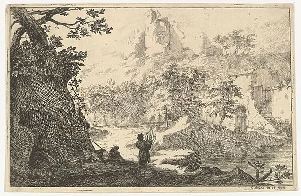 Landscape with Ruins of a Castle on a Hill, early 18th century. Creator: Jan Smees
