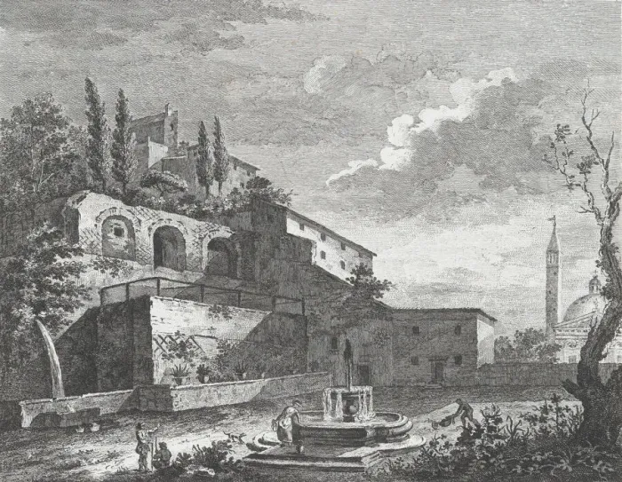 Framed Print : Landscape with Ruins and Fountain, ca. 1750-70. Creator: Fabio Berardi Framed Print : Landscape with Ruins and Fountain, ca. 1750-70. Creator: Fabio Berardi