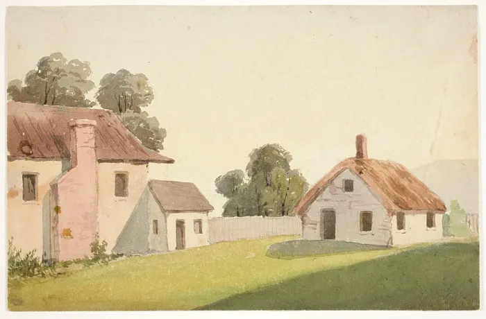 Framed Print : Landscape with Rural Buildings, c1820-1865. Creator: David Claypoole Johnston Framed Print : Landscape with Rural Buildings, c1820-1865. Creator: David Claypoole Johnston