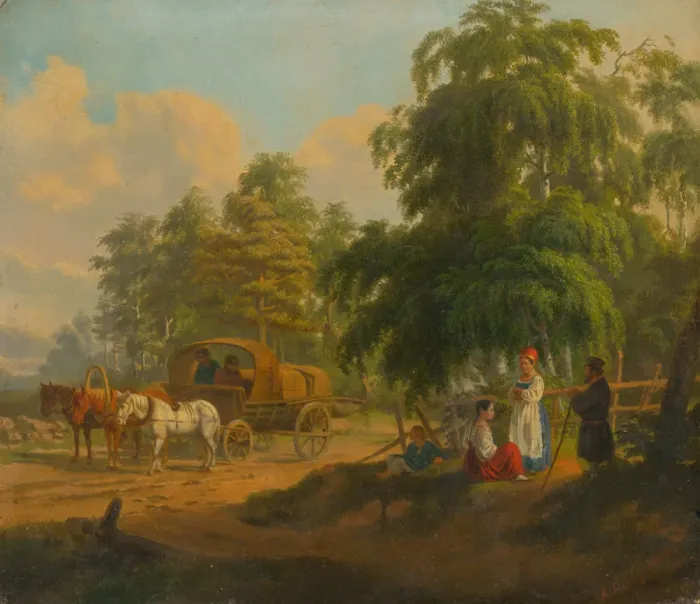 Framed Print : Landscape with Russian Troika, 1801. Creator: Venetsianov, Alexei Gavrilovich (1780-1847) Framed Print : Landscape with Russian Troika, 1801. Creator: Venetsianov, Alexei Gavrilovich (1780-1847)