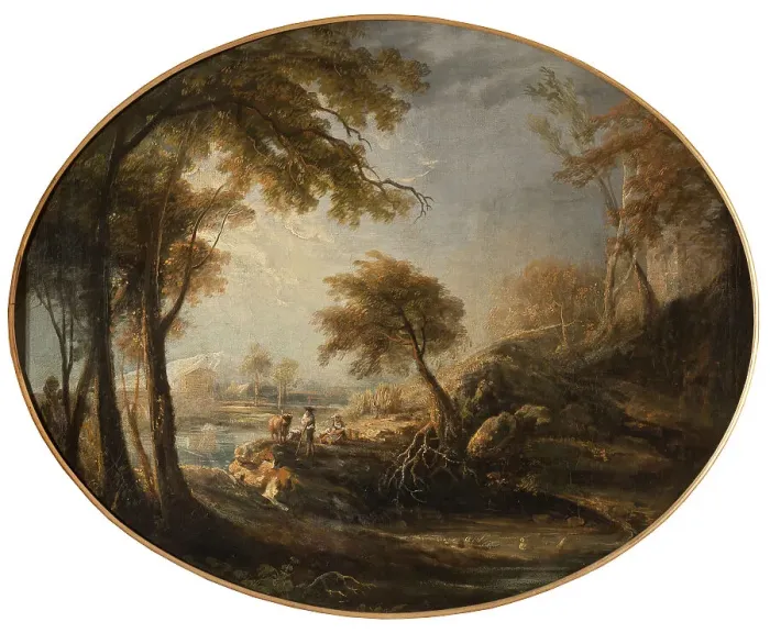 Framed Print : Landscape with Rustics and Cattle, 1768. Creator: Elias Martin Framed Print : Landscape with Rustics and Cattle, 1768. Creator: Elias Martin