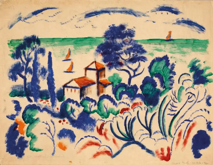 Framed Print : Landscape with sailboats, 1913-1914 Framed Print : Landscape with sailboats, 1913-1914