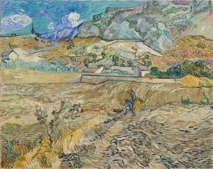 Framed Print : Landscape at Saint-Remy (Enclosed Field with Peasant), 1889. Creator: Vincent van Gogh Framed Print : Landscape at Saint-Remy (Enclosed Field with Peasant), 1889. Creator: Vincent van Gogh
