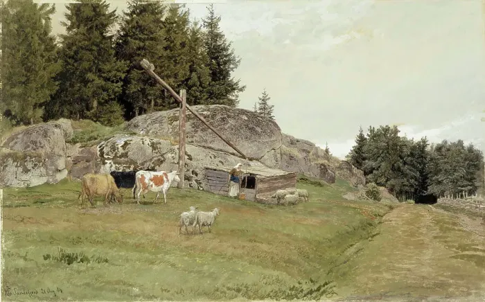 Framed Print : Landscape from Sandefjord, 1884. Creator: Hans Gude Framed Print : Landscape from Sandefjord, 1884. Creator: Hans Gude