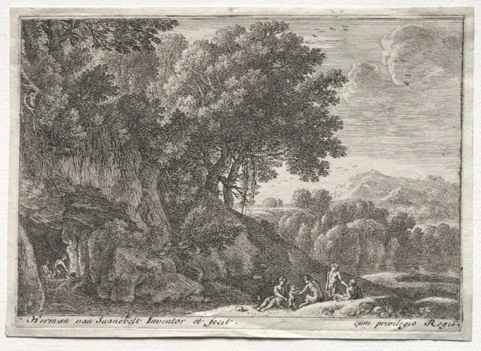 Framed Print : Landscape with Satyrs. Creator: Herman van Swanevelt (Dutch, c. 1600-1655) Framed Print : Landscape with Satyrs. Creator: Herman van Swanevelt (Dutch, c. 1600-1655)