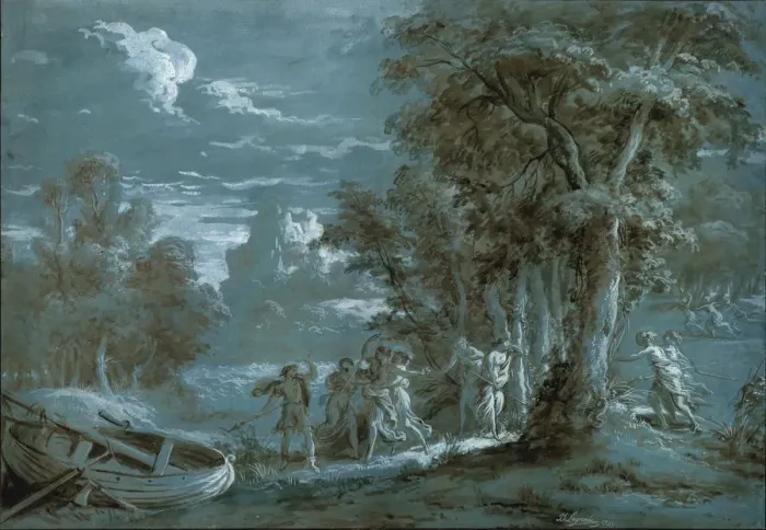 Framed Print : Landscape with a Scene from Fenelons Telemaque, 1780 Framed Print : Landscape with a Scene from Fenelons Telemaque, 1780