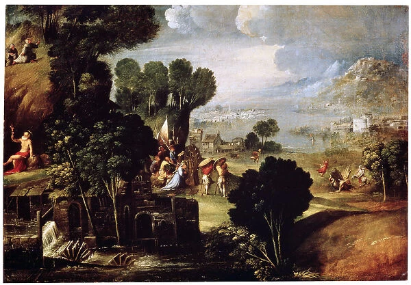 Landscape with Scenes from Lives of the Saints, c1530. Artist: Circle of Dosso Dossi