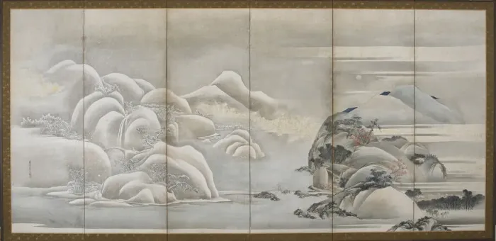 Framed Print : Landscape: two of the four seasons; autumn and winter, Edo period Framed Print : Landscape: two of the four seasons; autumn and winter, Edo period