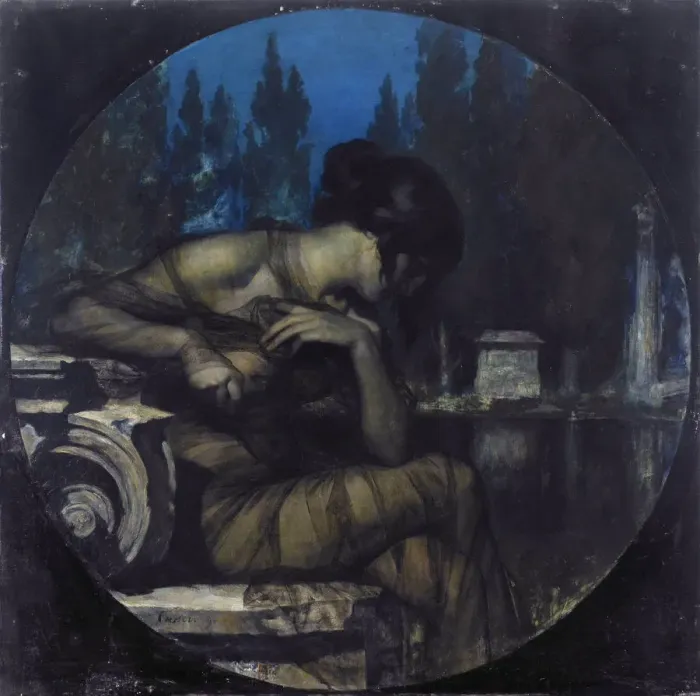 Framed Print : Landscape with seated female figure (The night), 1909 Framed Print : Landscape with seated female figure (The night), 1909