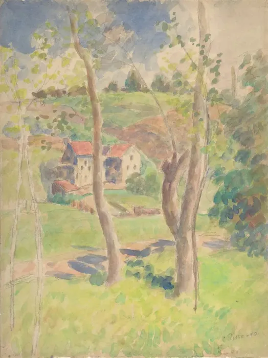 Framed Print : Landscape, second half 19th century. Creator: Camille Pissarro Framed Print : Landscape, second half 19th century. Creator: Camille Pissarro