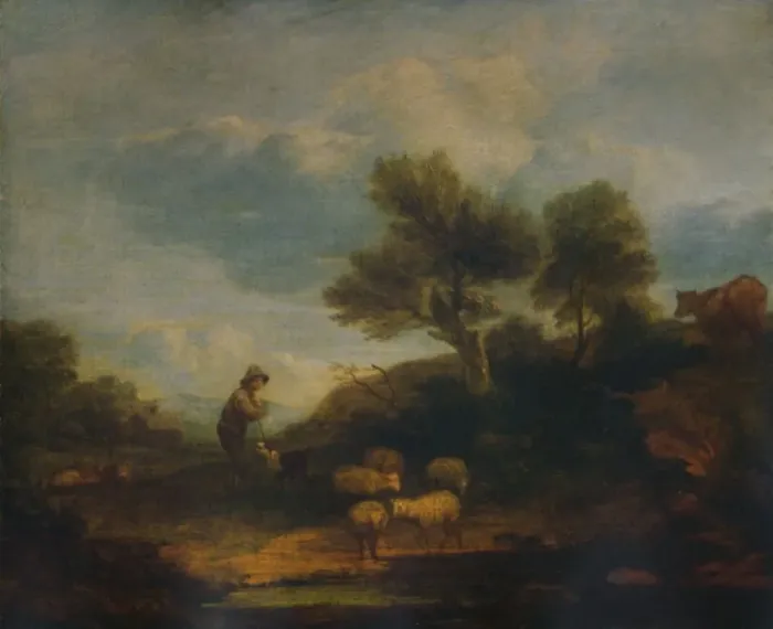 Framed Print : Landscape with Sheep, 18th century, (1935). Artist: Thomas Gainsborough Framed Print : Landscape with Sheep, 18th century, (1935). Artist: Thomas Gainsborough