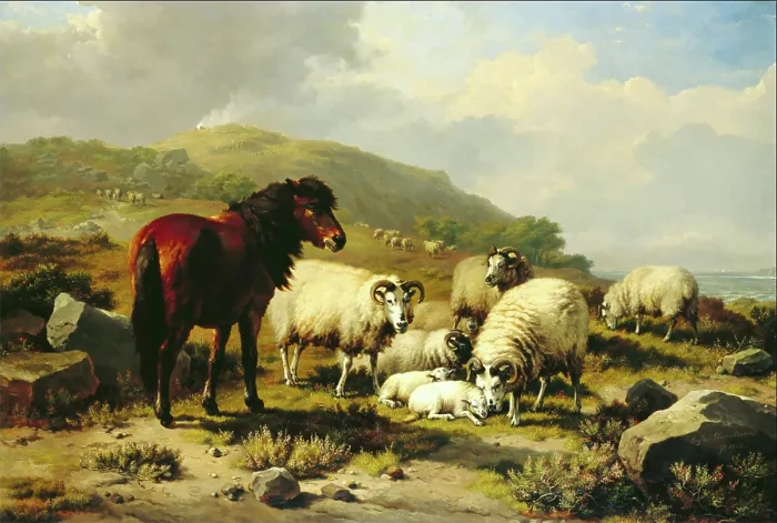 Framed Print : Landscape with Sheep, c1820-1880. Creator: Eugene Verboeckhoven Framed Print : Landscape with Sheep, c1820-1880. Creator: Eugene Verboeckhoven