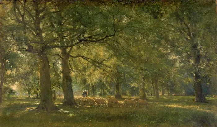 Framed Print : Landscape with Sheep, c1900s. Creator: Franz Courtens Framed Print : Landscape with Sheep, c1900s. Creator: Franz Courtens