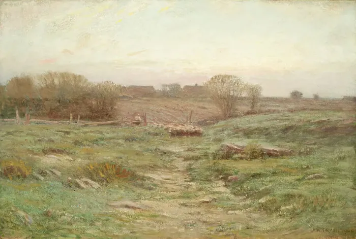 Framed Print : Landscape (Sheep in the Valley) (image 1 of 2), 1900. Creator: Dwight William Tryon Framed Print : Landscape (Sheep in the Valley) (image 1 of 2), 1900. Creator: Dwight William Tryon