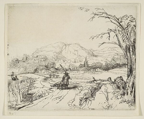 Landscape with a shepherd and a dog, ca. 1653. Creator: Rembrandt Harmensz van Rijn