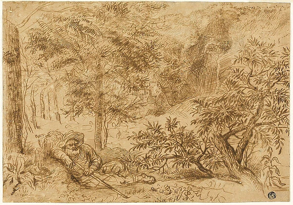 Landscape with Shepherd Sleeping under Tree, n.d. Creators: Jan Lievens, Lambert Lombard