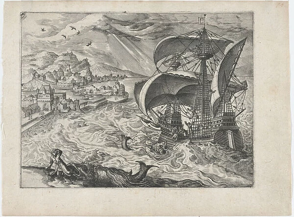 Landscape with a Ship and Jonah and the Whale, ca. 1570. ca. 1570. Creators: Anon, Lucas Gassel