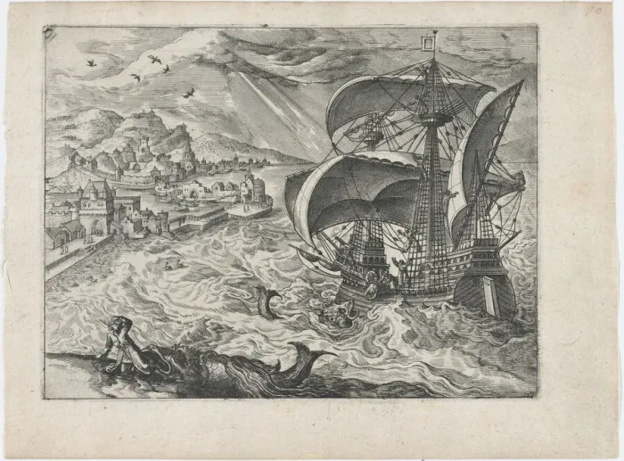 Framed Print : Landscape with a Ship and Jonah and the Whale, ca. 1570. ca. 1570. Creators: Anon, Lucas Gassel Framed Print : Landscape with a Ship and Jonah and the Whale, ca. 1570. ca. 1570. Creators: Anon, Lucas Gassel