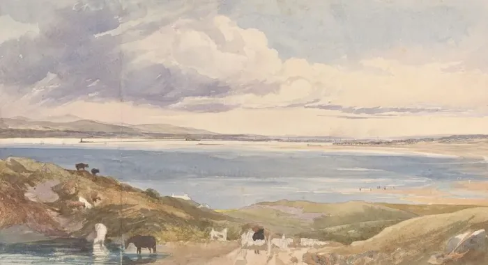 Framed Print : Landscape by the Shore with Road in Foreground. Creator: James Bulwer Framed Print : Landscape by the Shore with Road in Foreground. Creator: James Bulwer