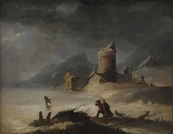 Framed Print : Landscape With Skaters, 1770-1779. Creator: Peter Cramer Framed Print : Landscape With Skaters, 1770-1779. Creator: Peter Cramer