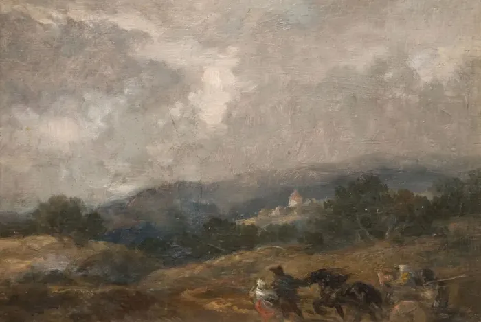 Framed Print : Landscape Sketch, 1877. Creator: Sir John Gilbert Framed Print : Landscape Sketch, 1877. Creator: Sir John Gilbert