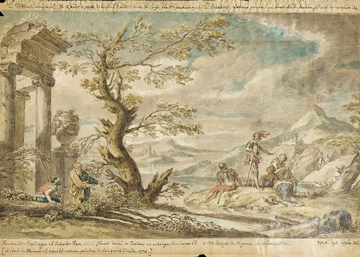 Framed Print : Landscape with Soldiers, 1836. Creator: John Wilhelm Nahl Framed Print : Landscape with Soldiers, 1836. Creator: John Wilhelm Nahl
