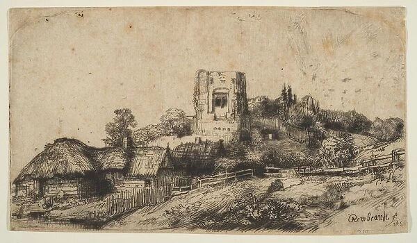 Landscape with a Square Tower, 1650. Creator: Rembrandt Harmensz van Rijn