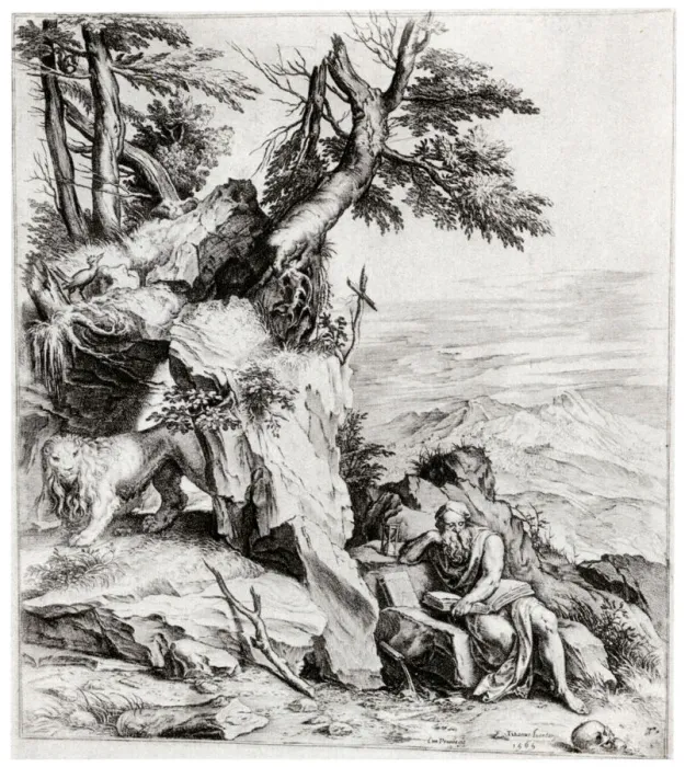 Framed Print : Landscape with St Jerome, 16th century, (1937). Artist: Cornelis Cort Framed Print : Landscape with St Jerome, 16th century, (1937). Artist: Cornelis Cort