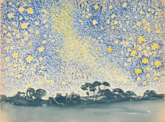 Framed Print : Landscape with Stars, ca. 1905-1908. Creator: Henri-Edmond Cross Framed Print : Landscape with Stars, ca. 1905-1908. Creator: Henri-Edmond Cross