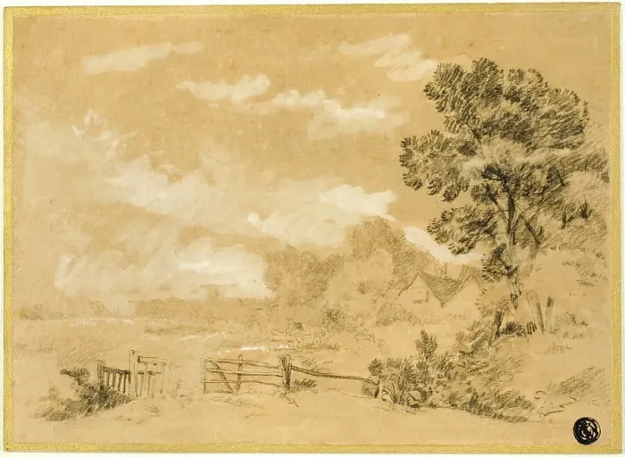 Framed Print : Landscape with Stile, n.d. Creator: Augustus Wall Callcott Framed Print : Landscape with Stile, n.d. Creator: Augustus Wall Callcott