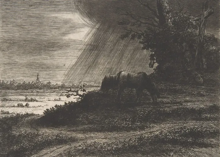 Framed Print : Landscape with Storm, 18th-early 19th century. Creator: Vivant Denon Framed Print : Landscape with Storm, 18th-early 19th century. Creator: Vivant Denon