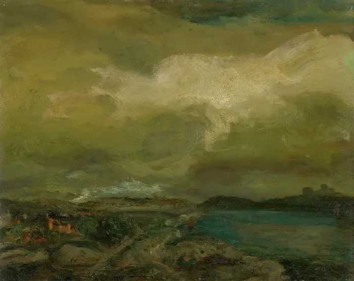 Framed Print : Landscape during a storm, c1910. Creator: Gusztav Magyar-Mannheimer Framed Print : Landscape during a storm, c1910. Creator: Gusztav Magyar-Mannheimer