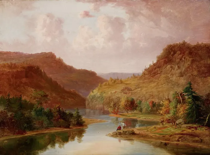 Framed Print : Landscape with Stream, date unknown, c1830-1892. Creator: Jacob Cox Framed Print : Landscape with Stream, date unknown, c1830-1892. Creator: Jacob Cox