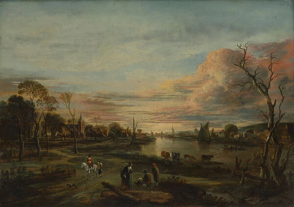Landscape at Sunset, 1650s. Creator: Aert van der Neer