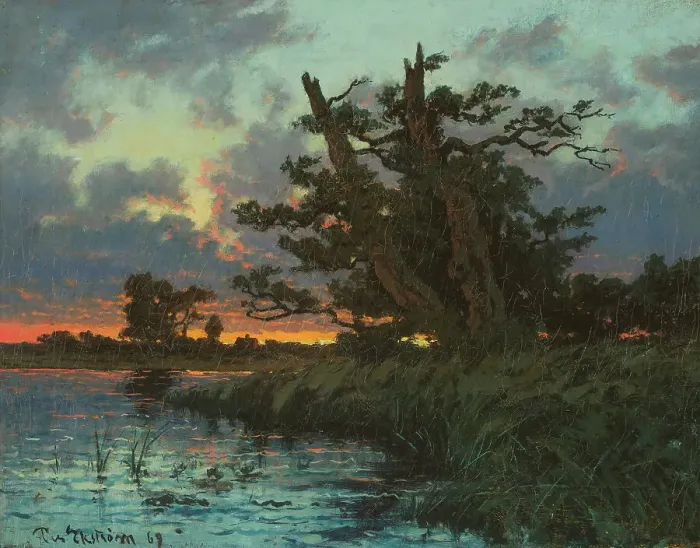 Framed Print : Landscape after Sunset, 1869. Creator: Per Ekstrom Framed Print : Landscape after Sunset, 1869. Creator: Per Ekstrom