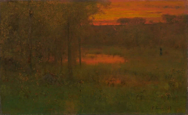 Landscape, Sunset, 1887 / 89. Creator: George Inness