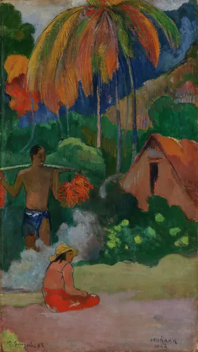 Framed Print : Landscape in Tahiti (Mahana Maà), 1892. Creator: Paul Gauguin Framed Print : Landscape in Tahiti (Mahana Maà), 1892. Creator: Paul Gauguin