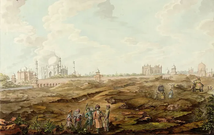 Framed Print : Landscape with the Taj Mahal, between c1800 and c1825. Creator: Unknown Framed Print : Landscape with the Taj Mahal, between c1800 and c1825. Creator: Unknown