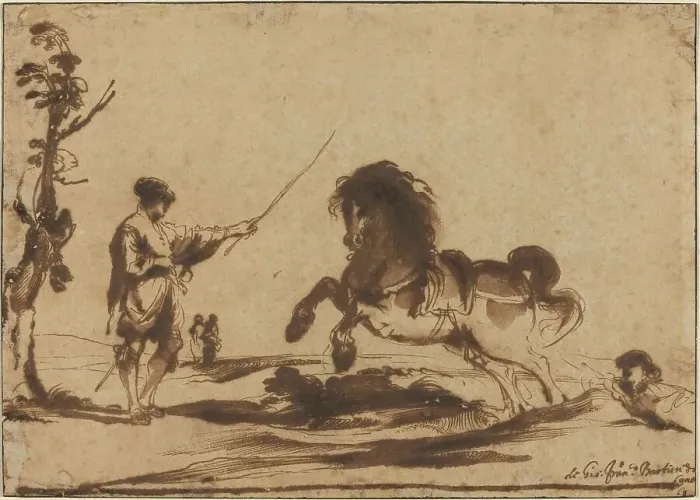Framed Print : Landscape with the Taming of a Horse, 1620 / 1630. Creator: Guercino Framed Print : Landscape with the Taming of a Horse, 1620 / 1630. Creator: Guercino