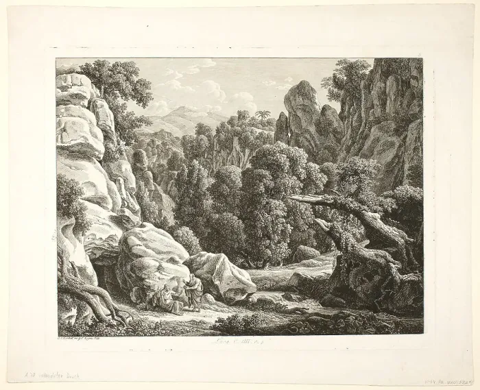 Framed Print : Landscape with the Temptation of Christ, 1799. Creator: Johann Christian Reinhart Framed Print : Landscape with the Temptation of Christ, 1799. Creator: Johann Christian Reinhart
