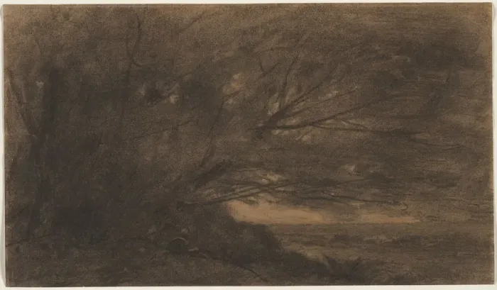 Framed Print : Landscape (The Large Tree), c. 1865-1870. Creator: Jean Baptiste Camille Corot (French, 1796-1875) Framed Print : Landscape (The Large Tree), c. 1865-1870. Creator: Jean Baptiste Camille Corot (French, 1796-1875)