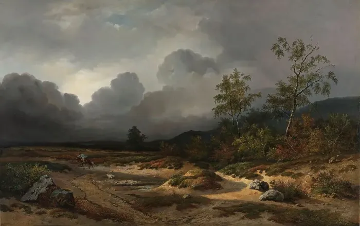 Framed Print : Landscape with a Thunderstorm Brewing, 1850. Creator: Willem Roelofs Framed Print : Landscape with a Thunderstorm Brewing, 1850. Creator: Willem Roelofs