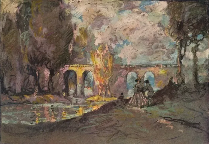 Framed Print : A Landscape Time Sketch, c1916. Artist: George Sheringham Framed Print : A Landscape Time Sketch, c1916. Artist: George Sheringham