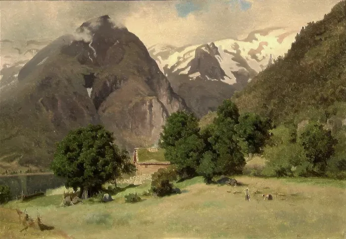Framed Print : Landscape at Tjugum, probably 1849. Creator: Hans Gude Framed Print : Landscape at Tjugum, probably 1849. Creator: Hans Gude