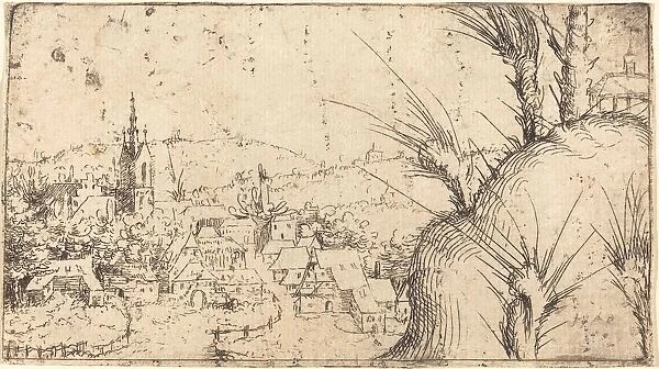 Landscape with a Town at Left, 1549. Creator: Augustin Hirschvogel