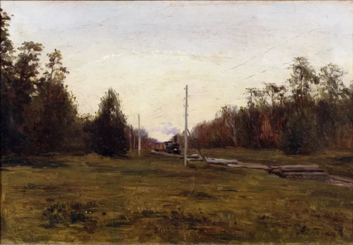 Framed Print : Landscape with a Train. Artist: Aladzhalov, Manuil Christoforovich (1862-1934) Framed Print : Landscape with a Train. Artist: Aladzhalov, Manuil Christoforovich (1862-1934)