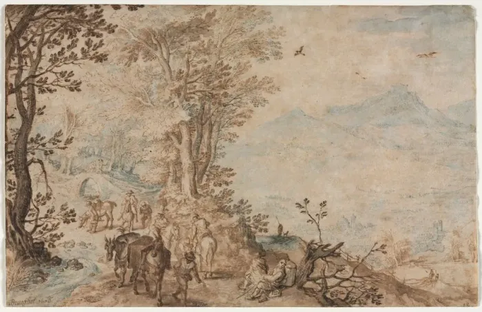 Framed Print : Landscape with Travelers, 1605. Creator: Jan Brueghel (Flemish, 1568-1625) Framed Print : Landscape with Travelers, 1605. Creator: Jan Brueghel (Flemish, 1568-1625)